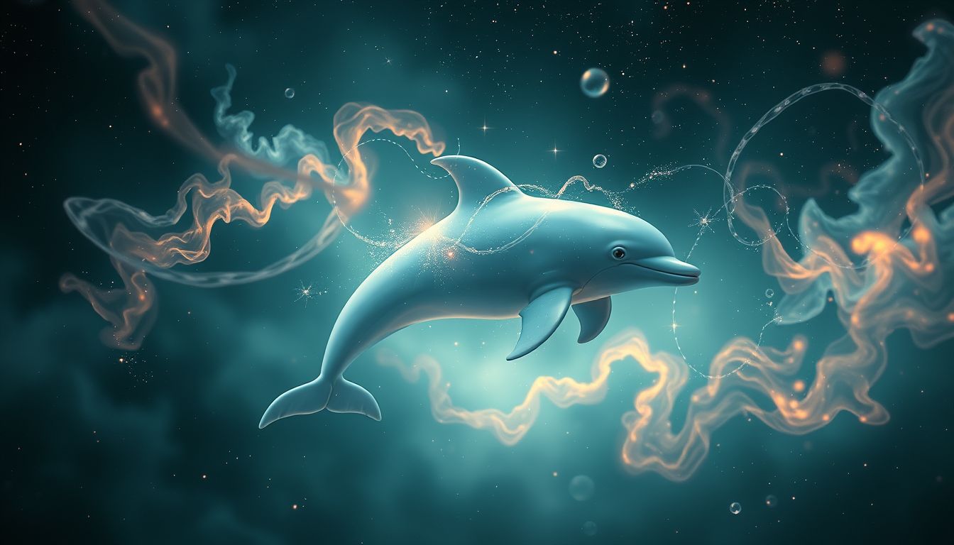 Ein Delfin im trüben Wasser symbolisiert emotionale Unsicherheit und Verwirrung.