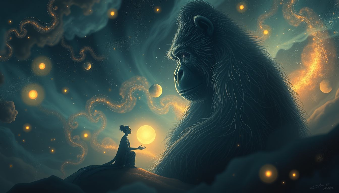 Ein Freundlicher Gorilla im Traum symbolisiert starke, vertrauensvolle Freundschaft.