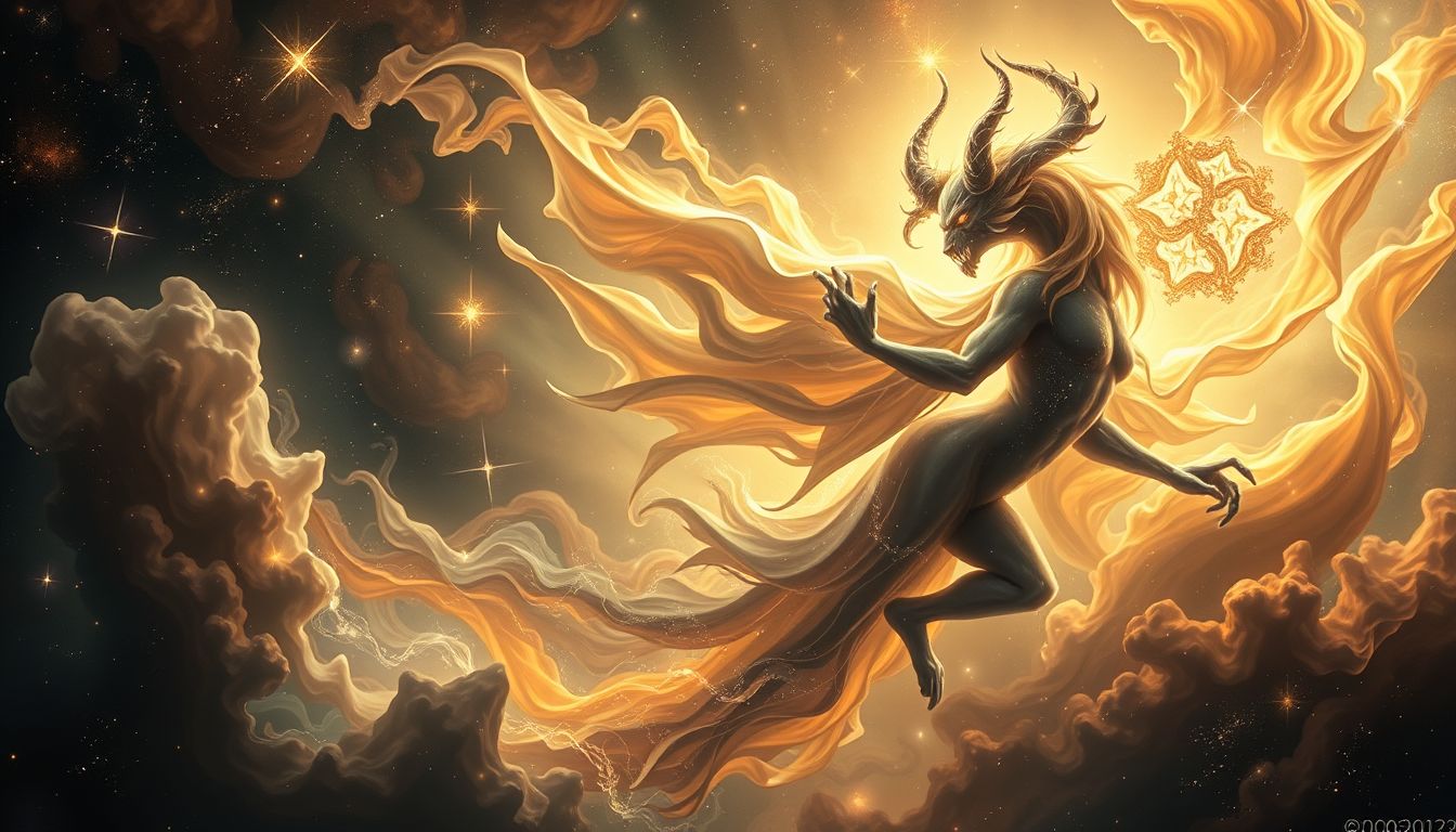 Ein tanzender Dämon symbolisiert innere Konflikte und verborgene Ängste.