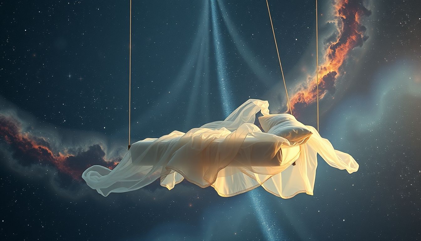 Ein Bett im Freien symbolisiert Freiheit und unerwartete Lebensveränderungen.