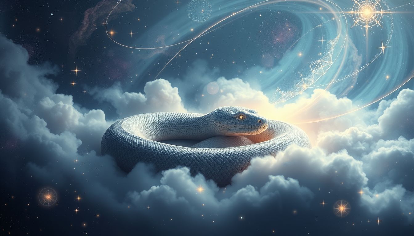 Eine schlafende Natter symbolisiert verborgene Ängste und Ruhe.