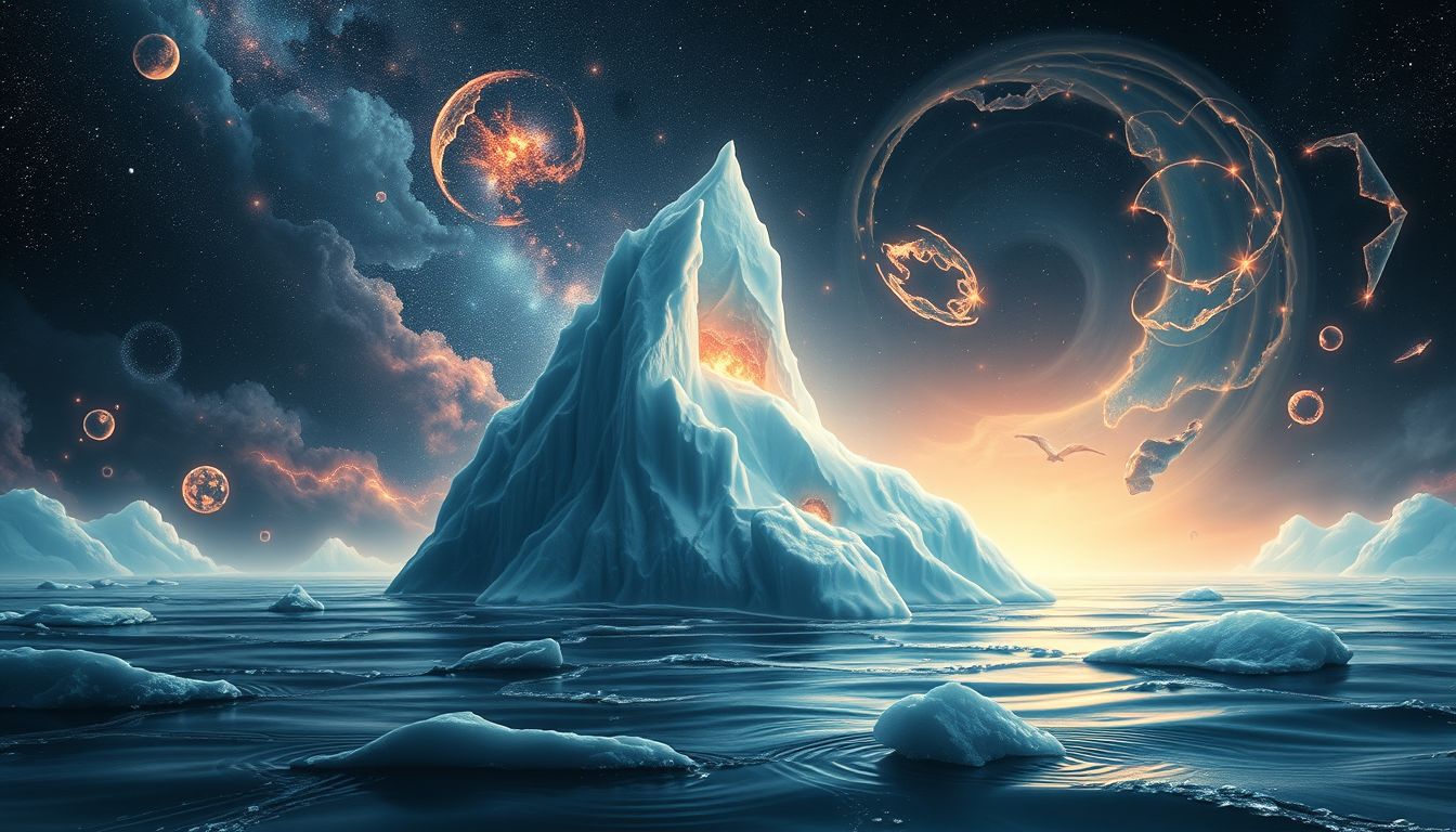 Das Eisbergbrechen symbolisiert verborgene Emotionen und unbewusste Erkenntnisse.