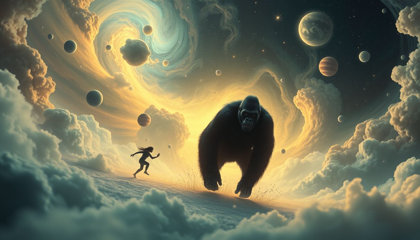Ein jagender Gorilla im Traum symbolisiert innere Angst und Stärke.
