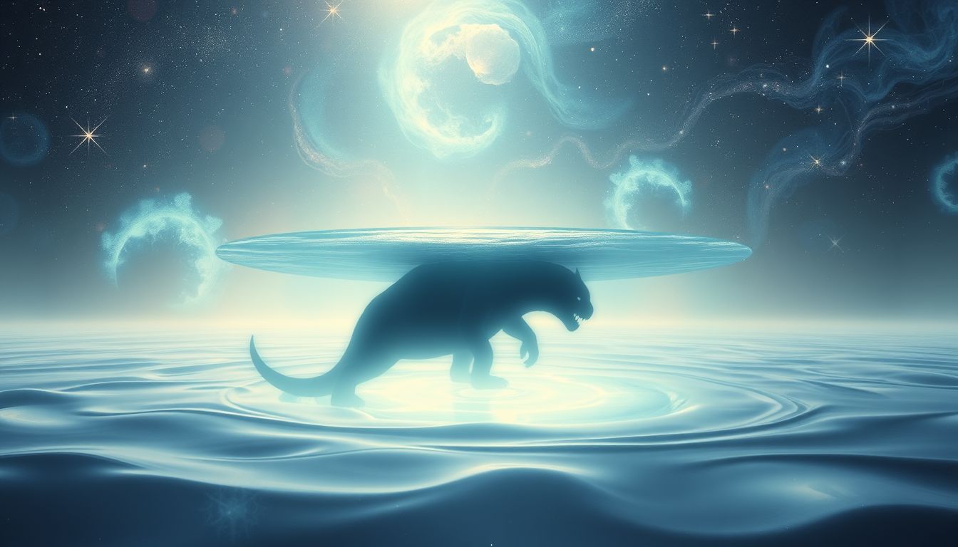 Ein Monster im Teich symbolisiert verborgene Ängste und Konflikte.