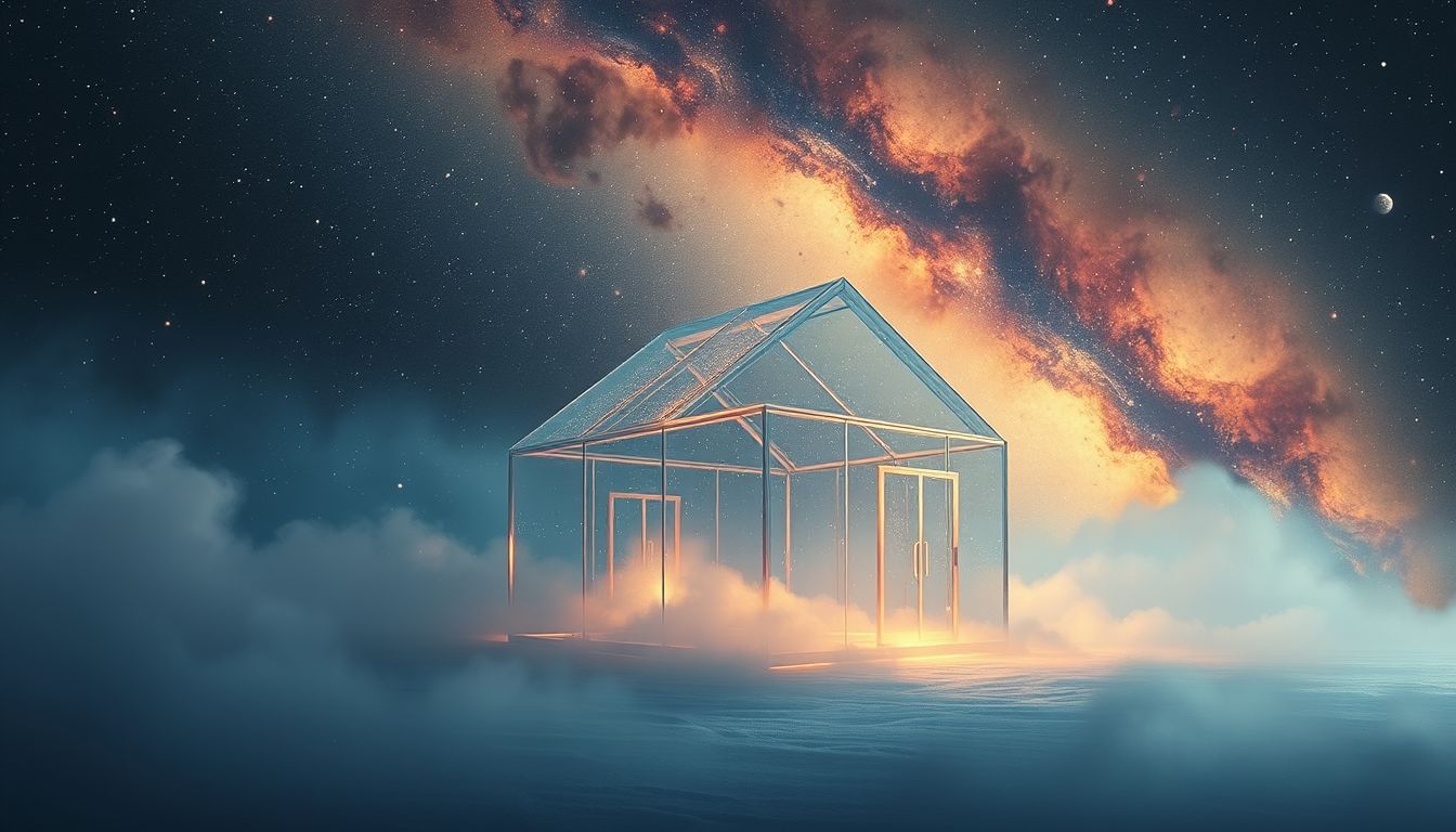 Ein Glashaus im Winter symbolisiert Schutz und tiefe Sehnsucht nach Wärme.
