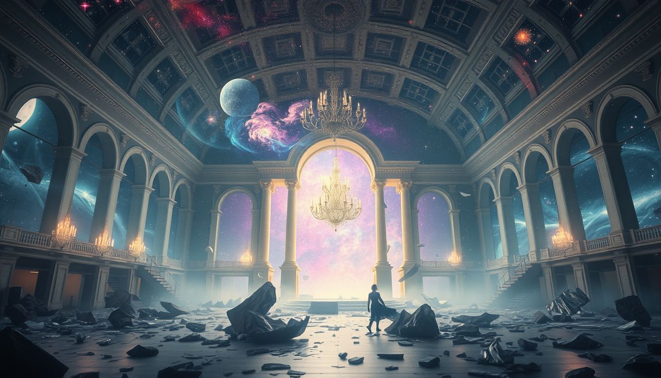Ein zerstörter Ballsaal symbolisiert das Ende großer Hoffnungen.
