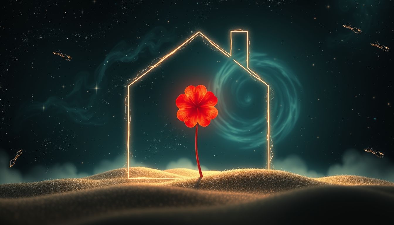 Ein roter Klee im Haus symbolisiert Glück und familiären Zusammenhalt.