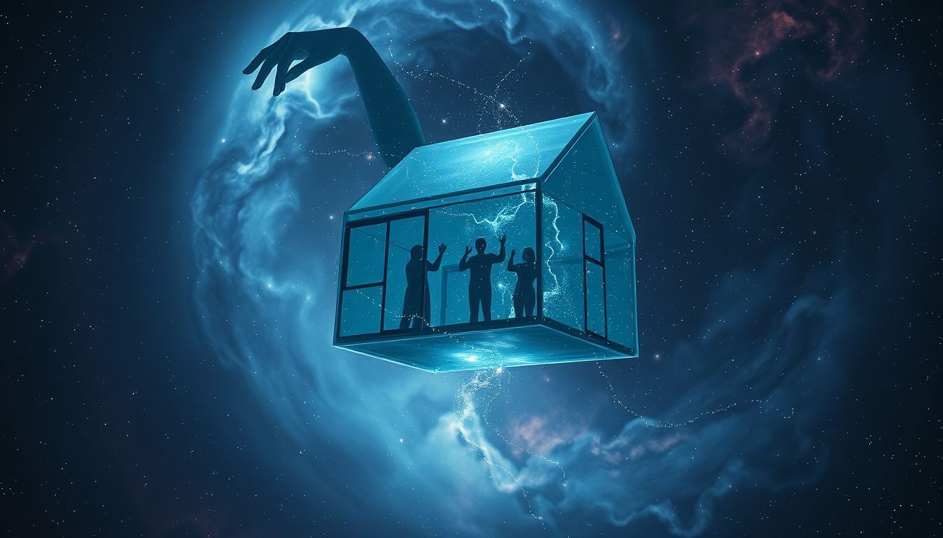 Das Glashaus symbolisiert Gefangenheit trotz scheinbarer Transparenz und Freiheit.
