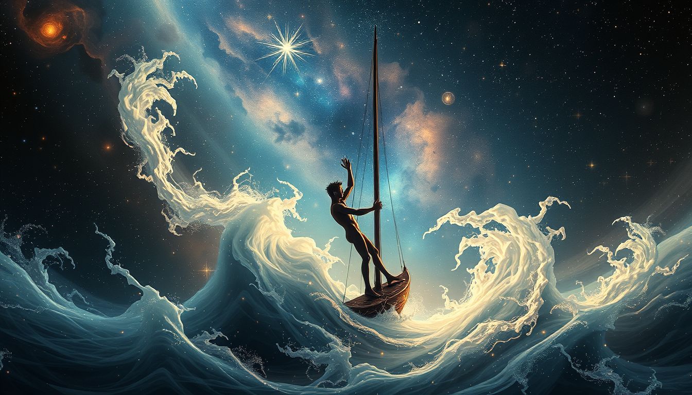 Ein Mast im Sturm symbolisiert innere Stärke trotz äußerer Turbulenzen.