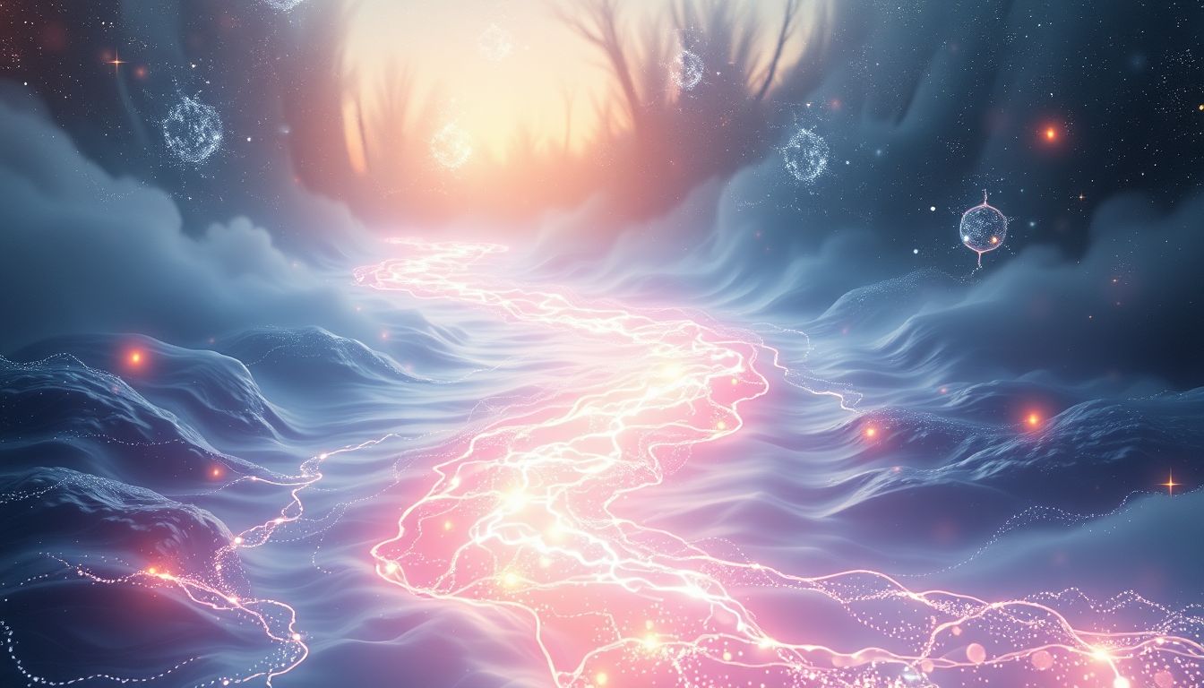 Der tiefe Fluss symbolisiert Leben, Wandel und innere Transformation.