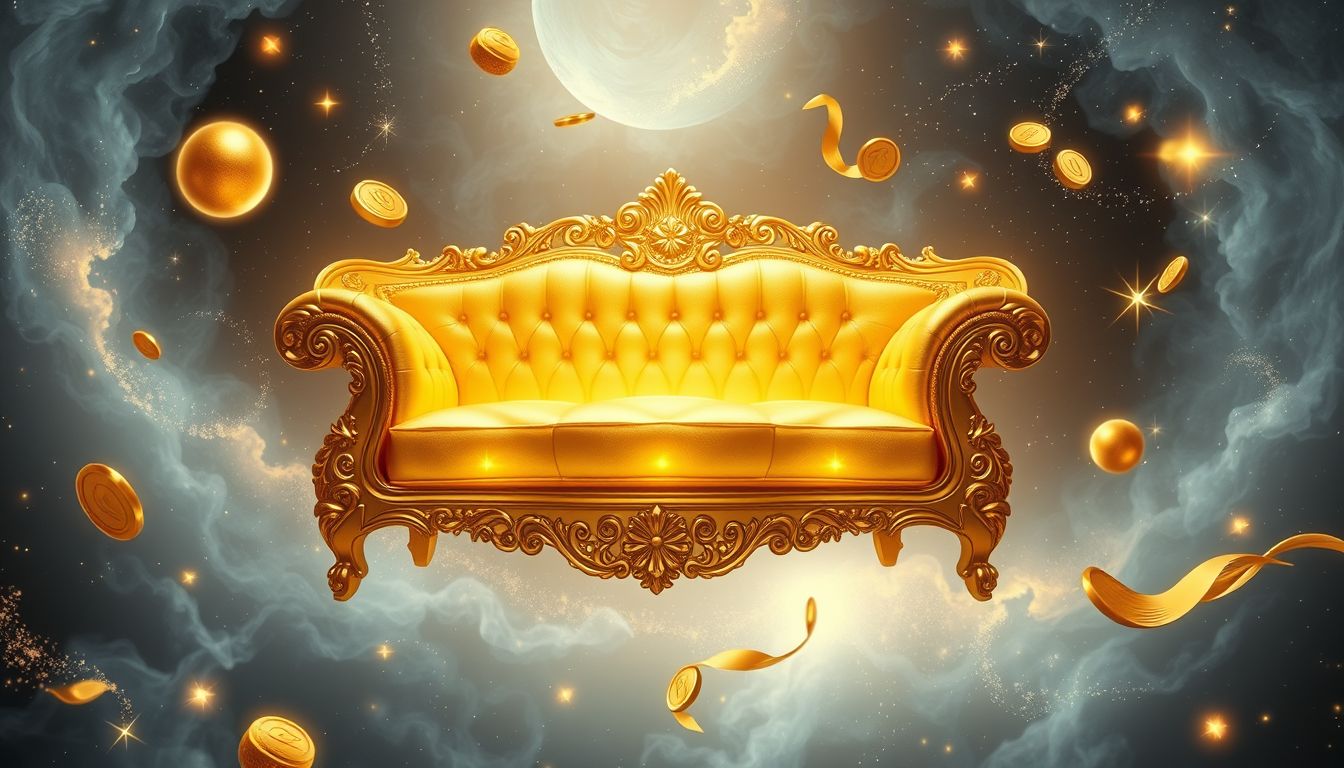 Ein goldener Divan symbolisiert immensen Wohlstand und inneren Überfluss.