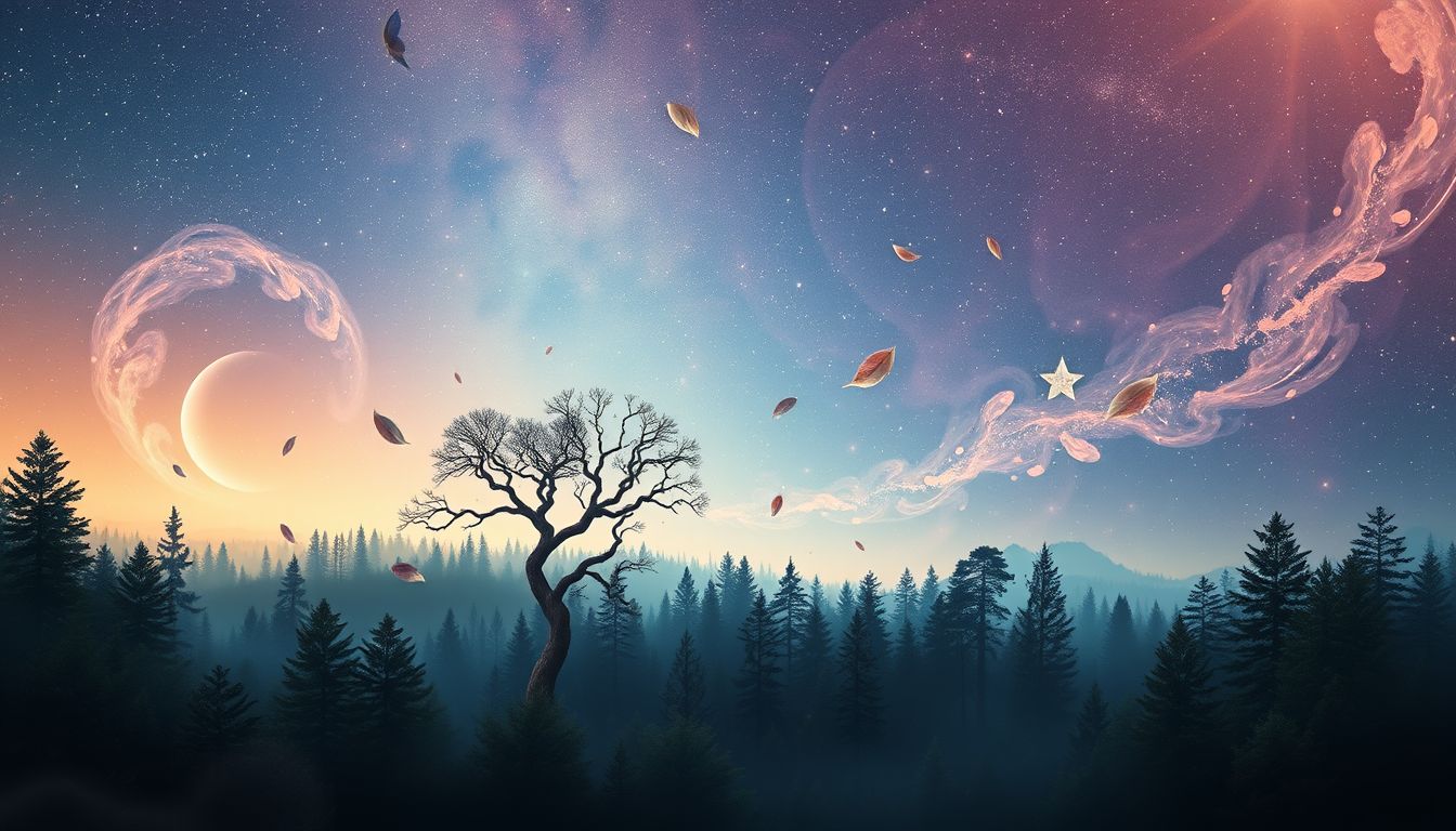 Ein Waldhorizont symbolisiert inneres Wachstum und natürliche Transformation.