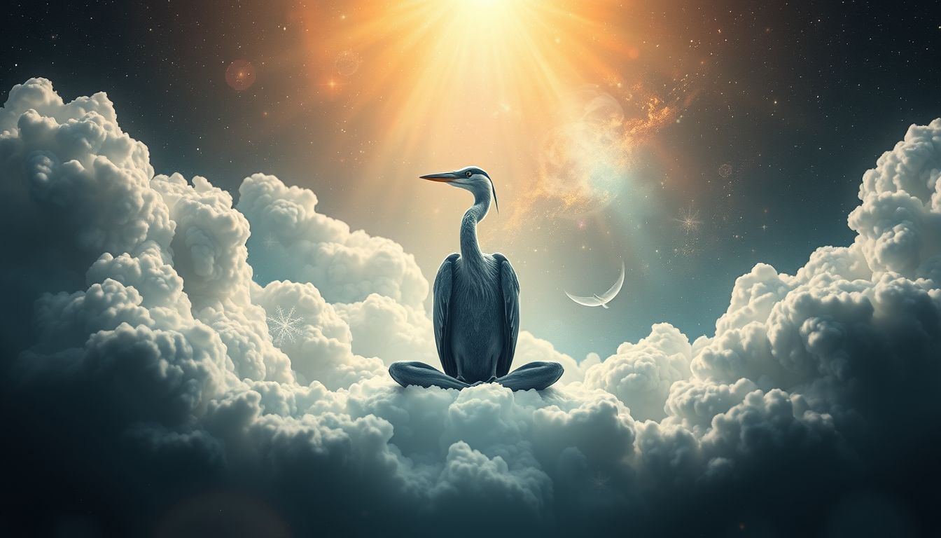 Ein Reiher symbolisiert Ruhe, Weisheit und spirituelle Selbstreflexion.
