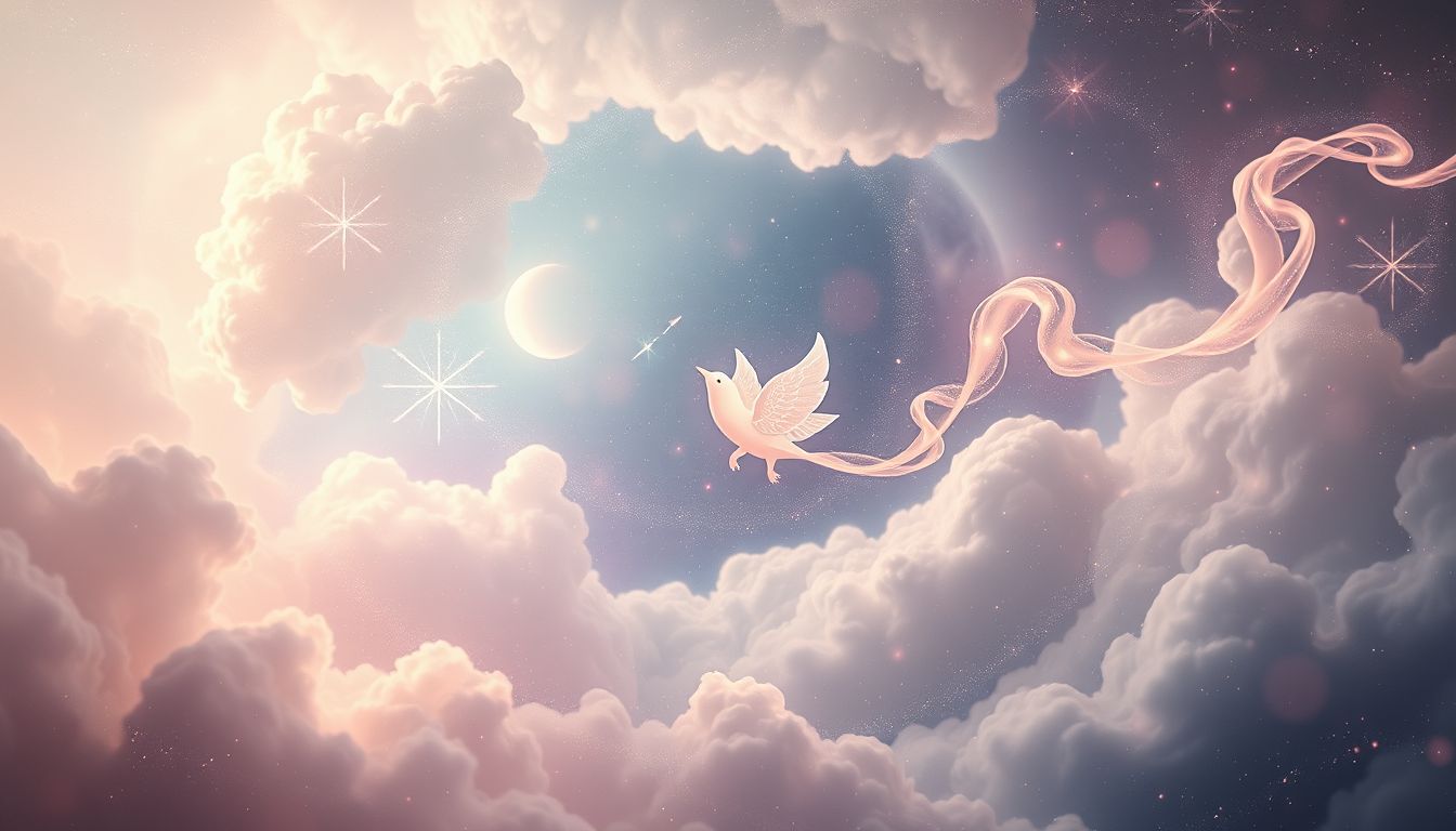 Ein fliegender Waboose symbolisiert spirituelle Freiheit und neue Perspektiven.
