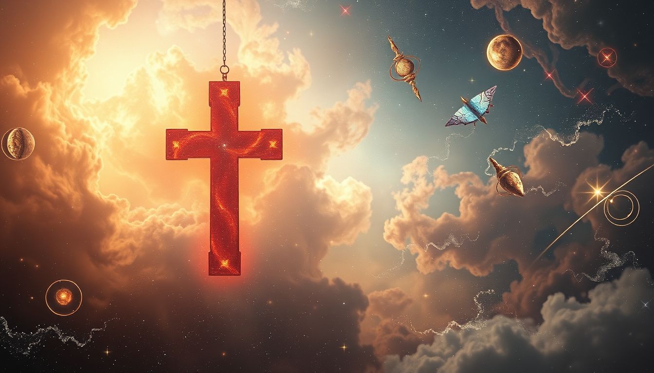 Ein Inquisitor-Kreuz symbolisiert innere Schuld und spirituelle Zerreißprobe.
