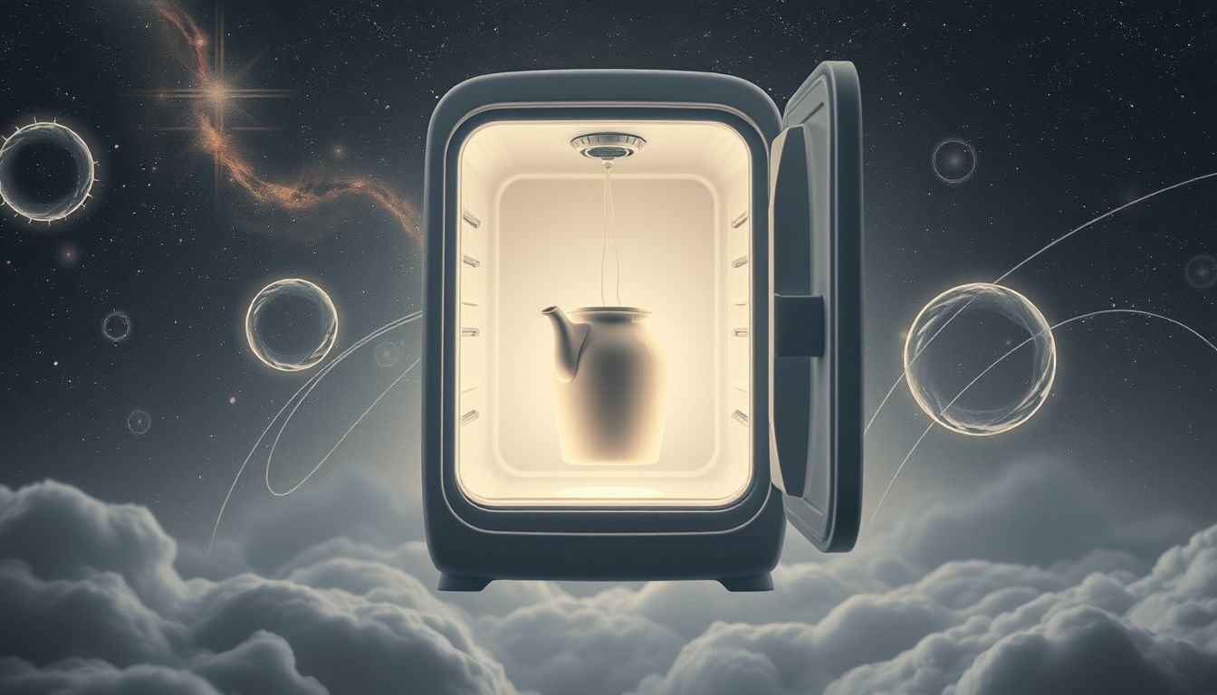 Ein voller Milchtopf im Kühlschrank symbolisiert emotionale Zurückhaltung.