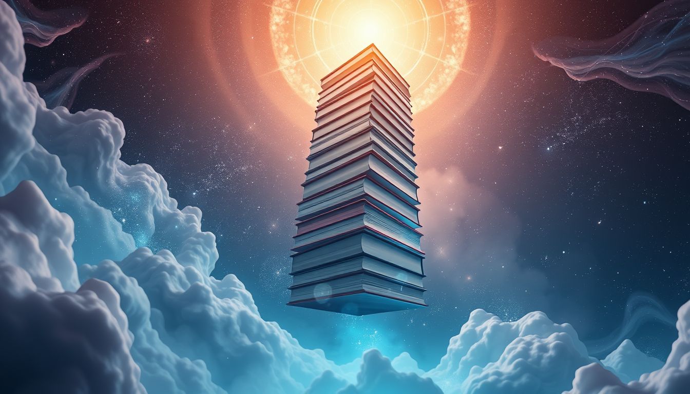 Das Steigen auf Bücher symbolisiert Wachstum durch Wissen und Weisheit.