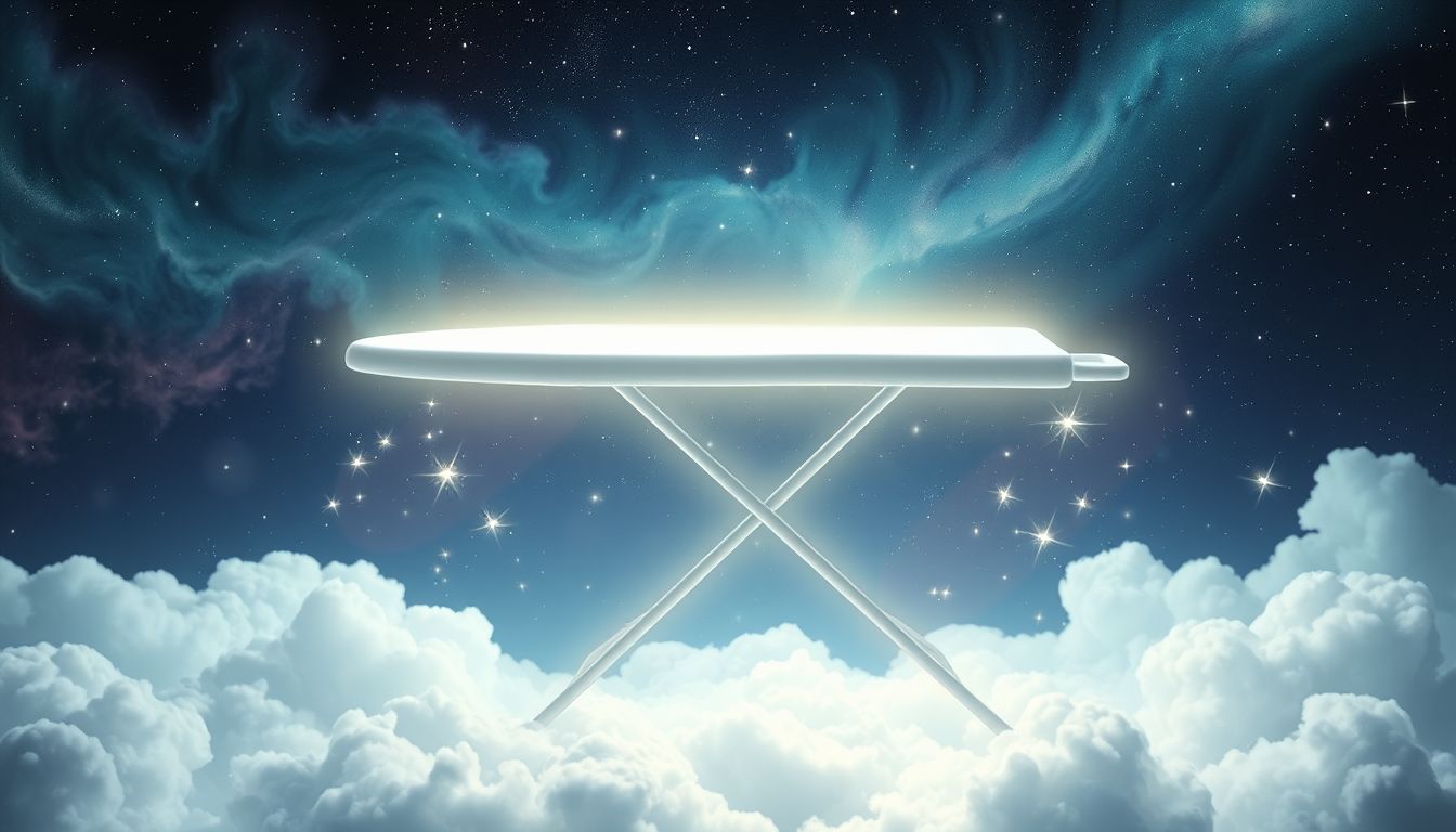 Ein unbenutztes Bügelbrett symbolisiert Neuanfang und Ordnung im Traum.
