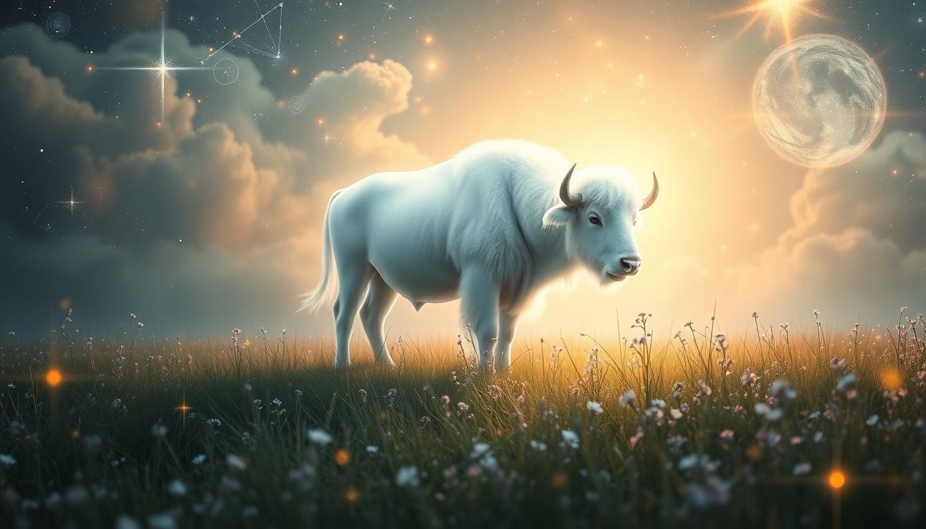 Ein weißer Büffel symbolisiert Frieden und spirituelle Reinheit im Traum.