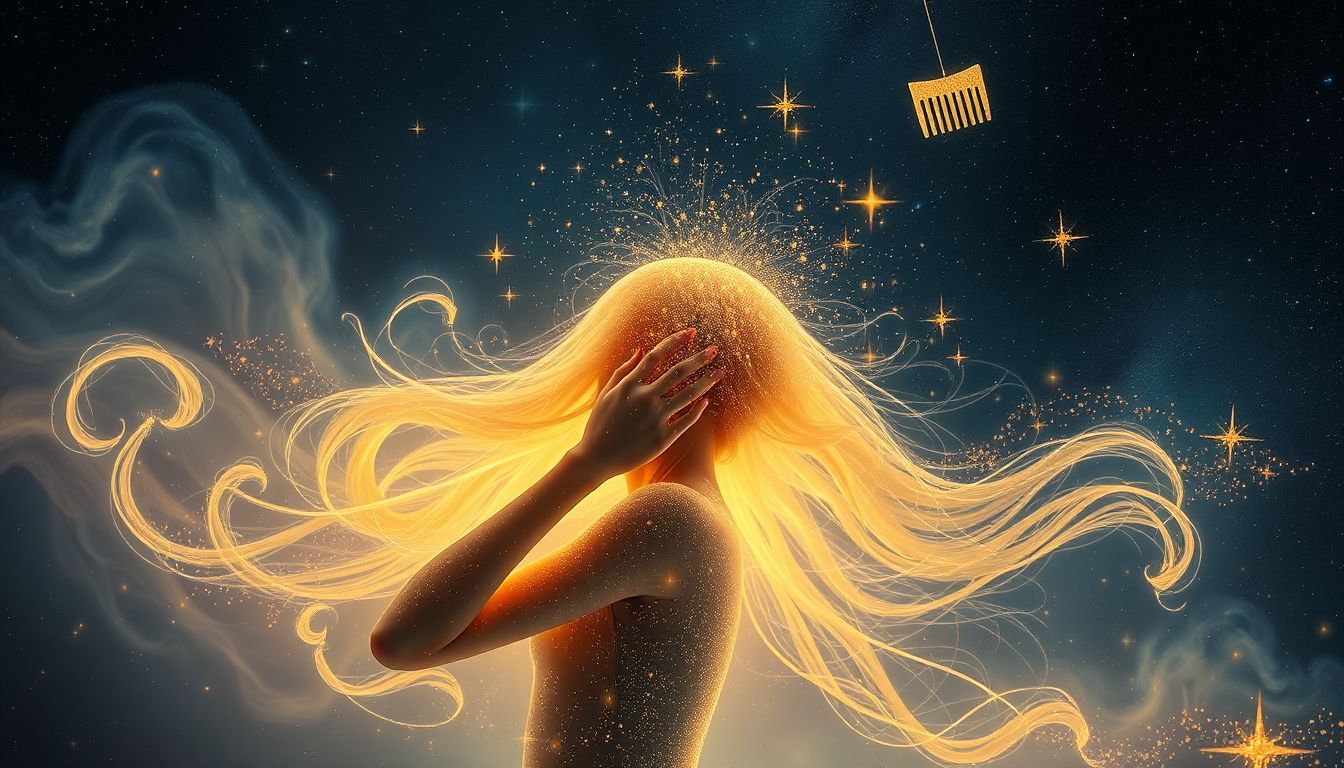 Sich selbst die Haare kämmen symbolisiert inneren Klarheitsgewinn und Selbstpflege.