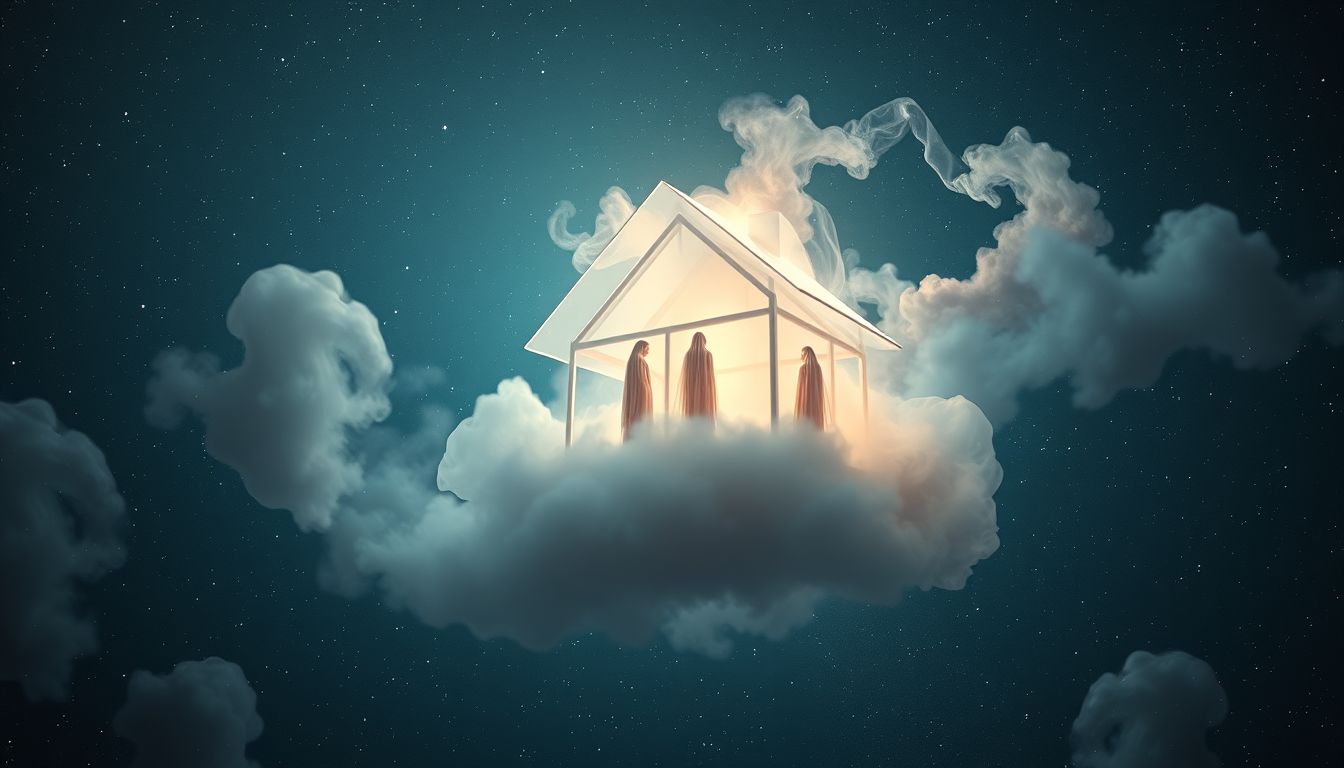 Ein Haus voller Influenza symbolisiert innere Unsicherheit und Stress.