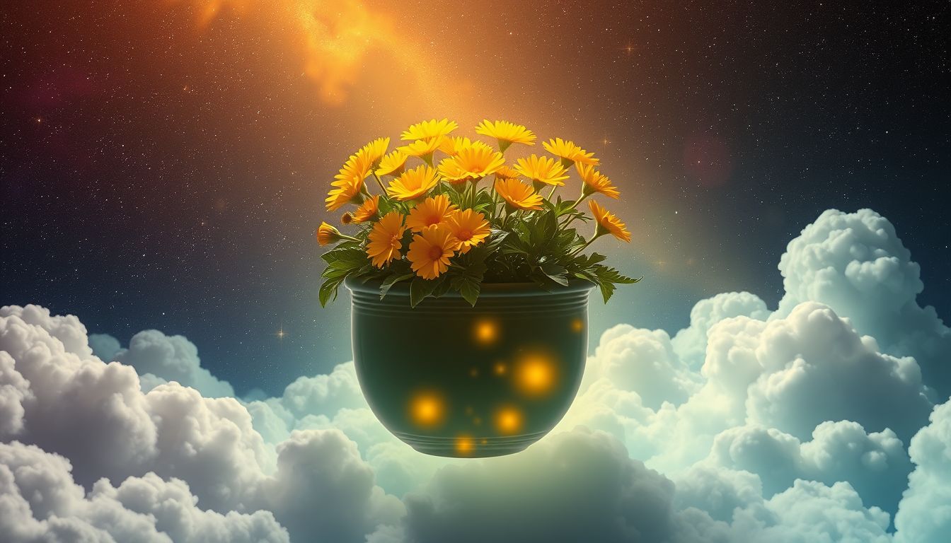 Sumpf-Ringelblumen im Topf symbolisieren Heilung und inneres Wachstum.