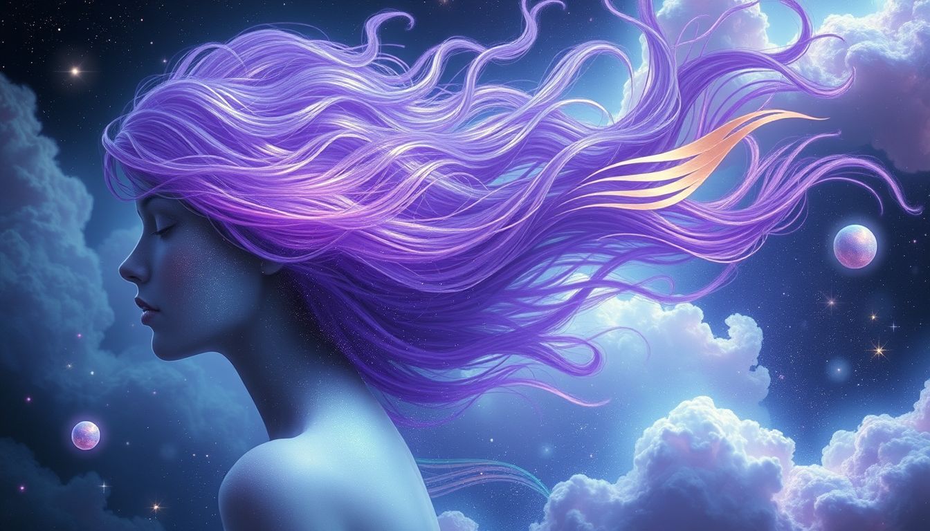 Lila Haare im Traum symbolisieren kreative Selbstentfaltung und Individualität.