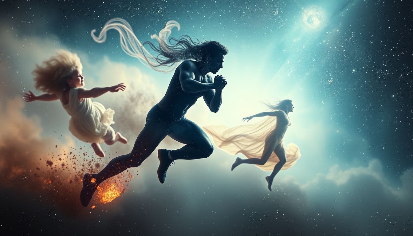 Ein verfolgender Ringkämpfer symbolisiert innere Konflikte und Ängste.