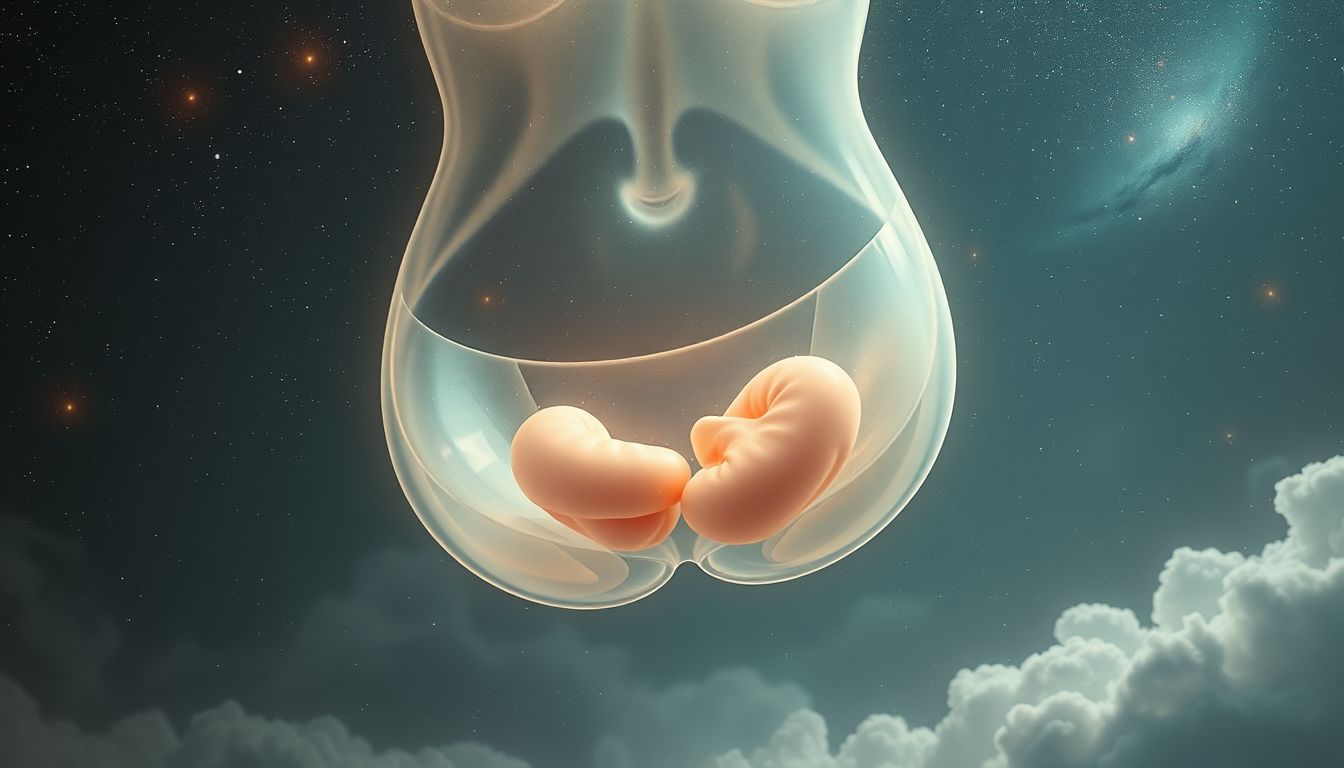 Ein Unterleib ohne Organe symbolisiert emotionale Leere und Verlust.