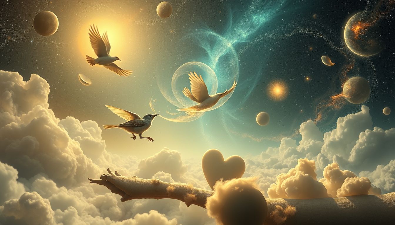 Ein Vogel, der an einem Bild pickt, symbolisiert unerwartete Einflüsse.