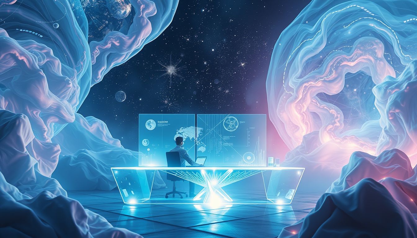 Ein futuristisches Büro symbolisiert Fortschritt und berufliche Veränderung.