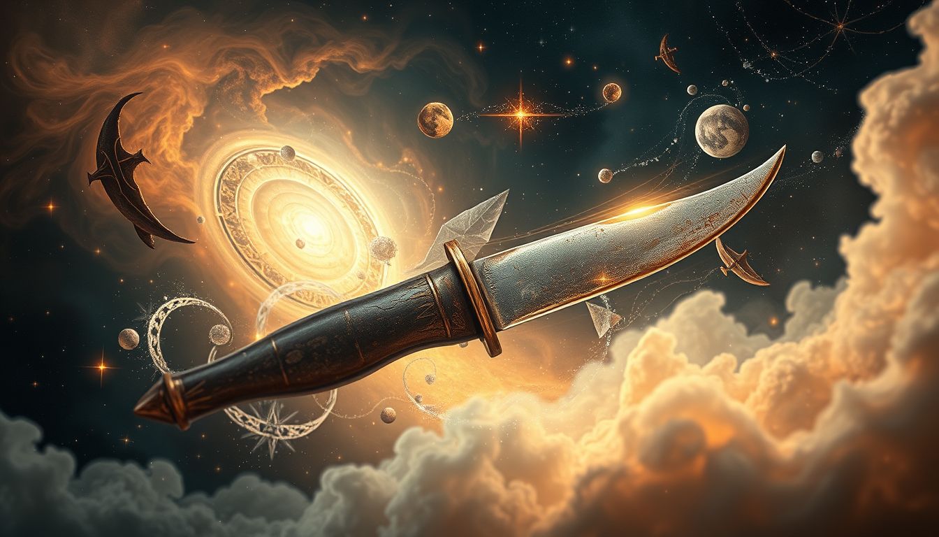 Ein altes Jagdmesser symbolisiert verborgene Erinnerungen und vergangene Kräfte.