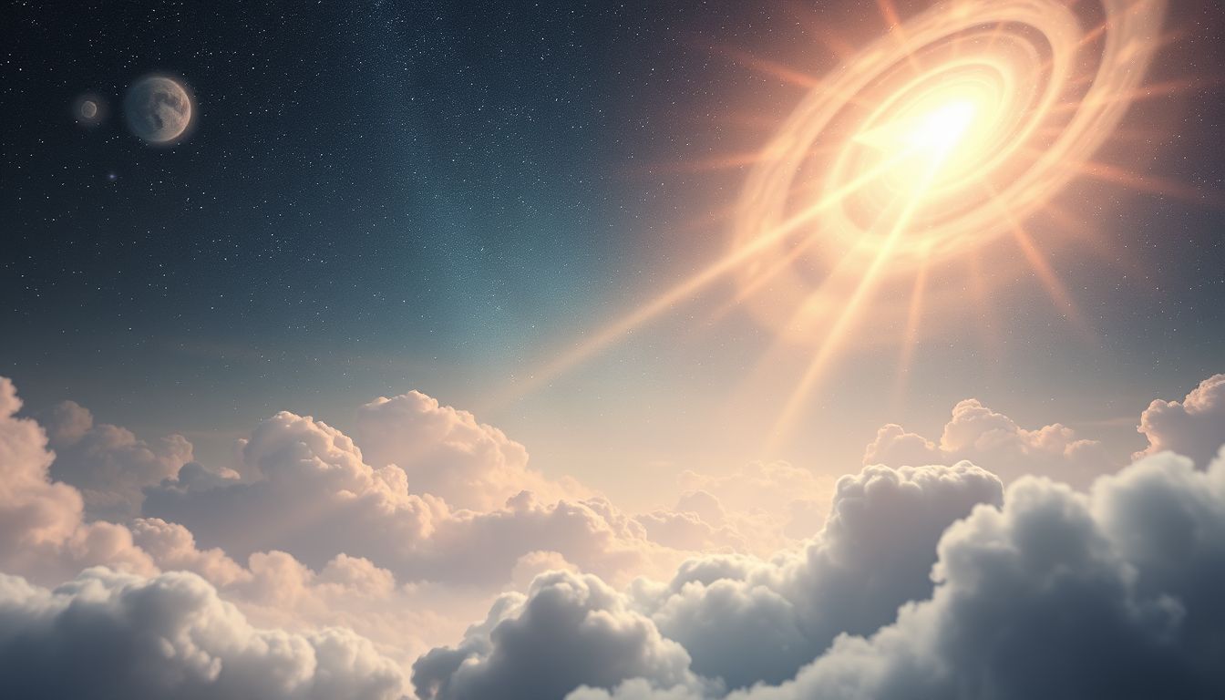 Eine Schießscharte im Himmel symbolisiert Schutz vor Bedrohungen.