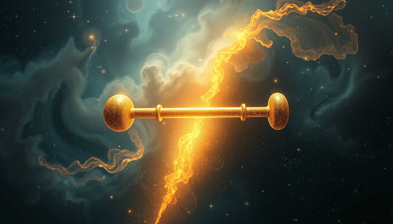 Eine Langhantel, die zu Gold wird, symbolisiert wertvollen Erfolg.