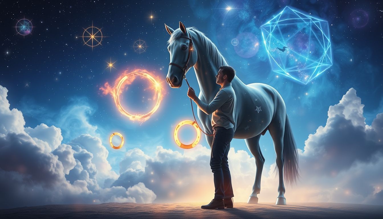 Ein beschlagenes Pferd symbolisiert Kontrolle und neue Lebenswege.