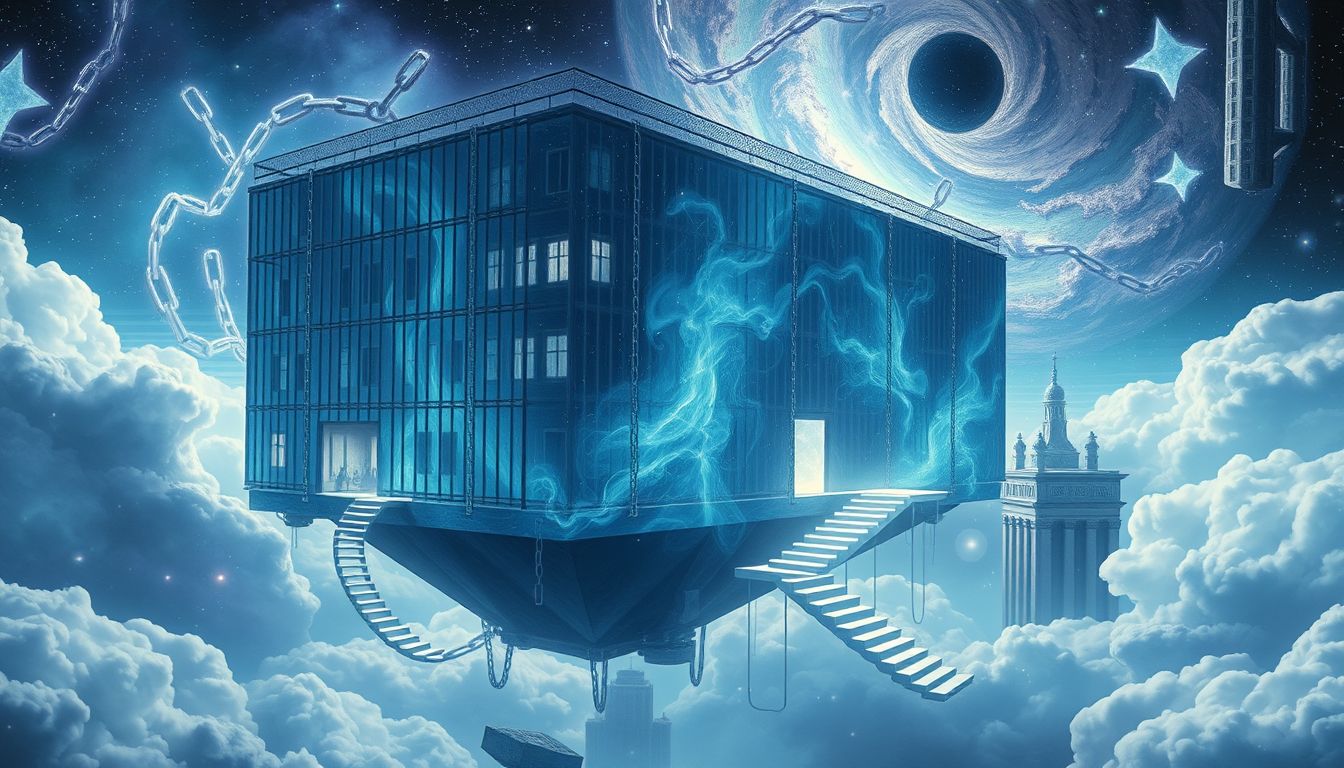 Ein bekanntes Gebäude als Gefängnis symbolisiert innere Einschränkungen.
