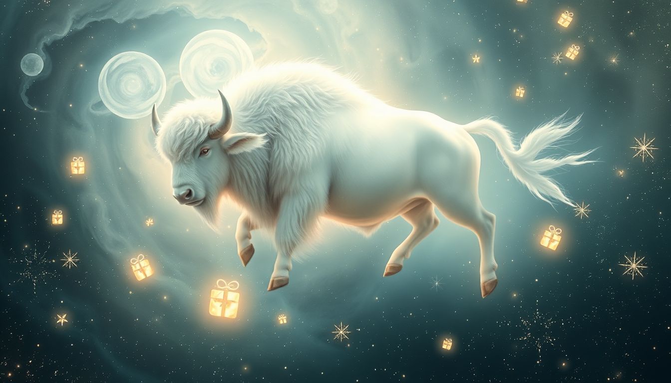 Ein weißer Büffel im Traum symbolisiert spirituelle Geschenke und Glück.