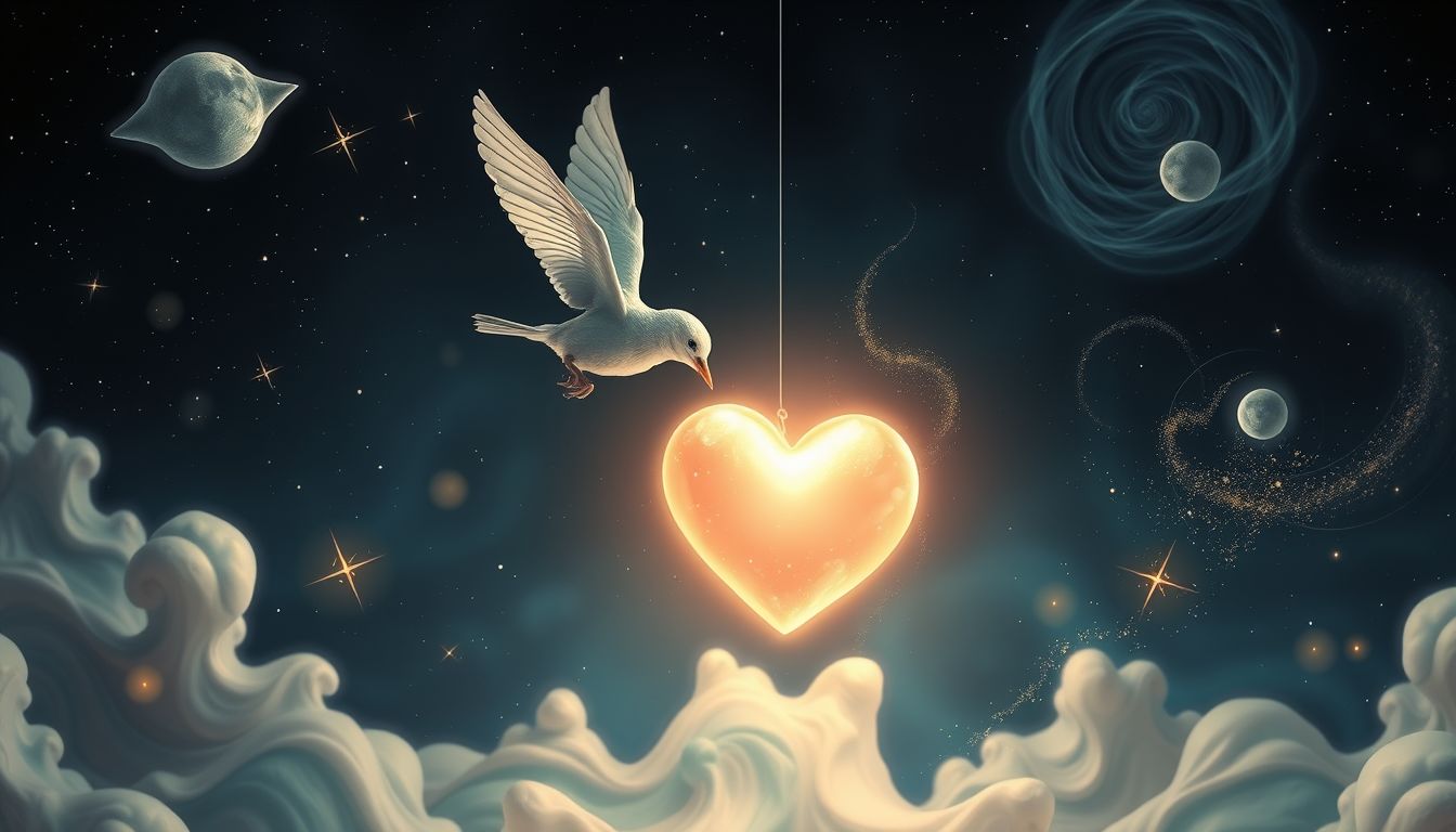 Ein pickender Vogel symbolisiert im Traum emotionale Heilung und Neubeginn.