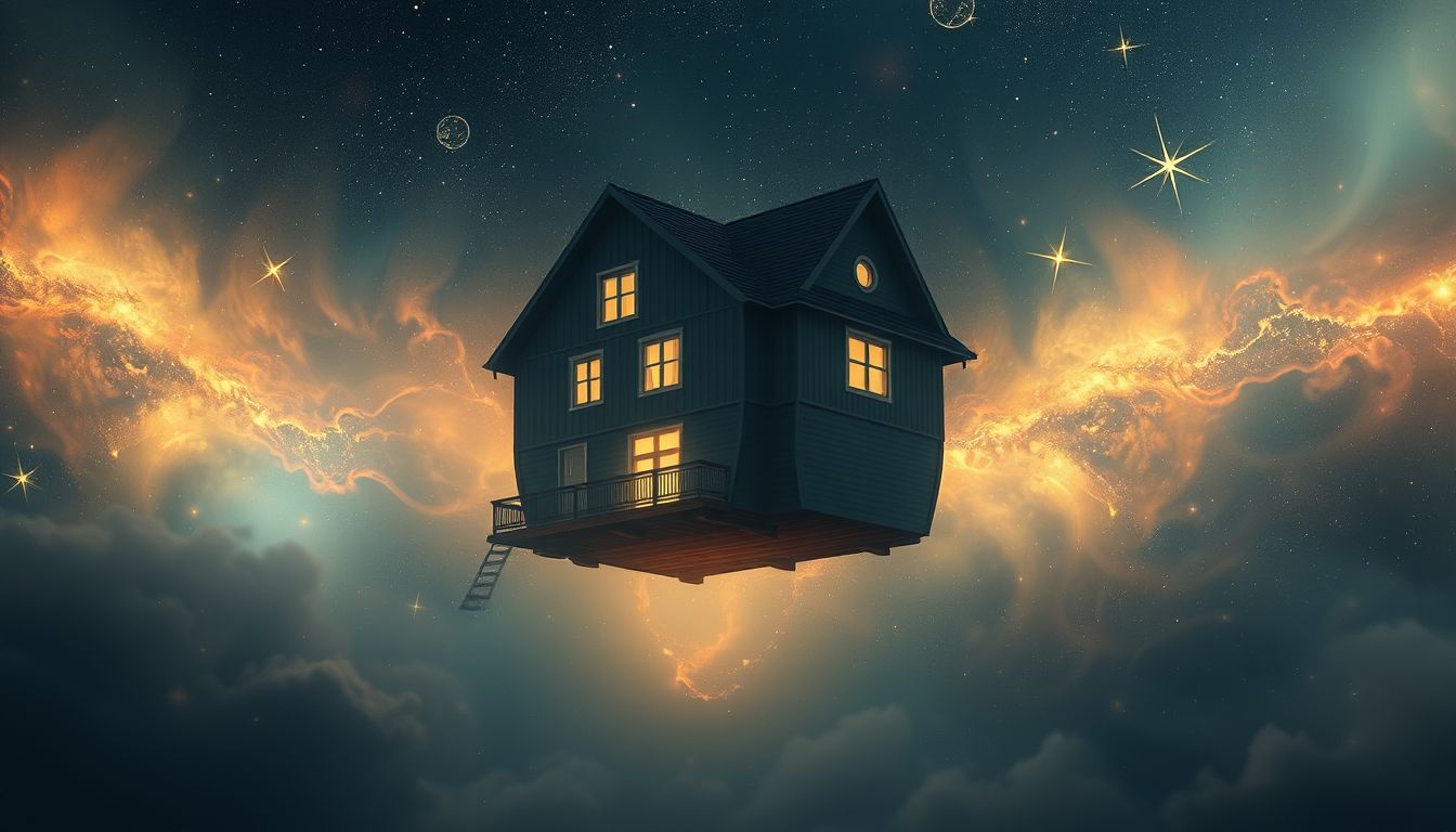 Ein driftendes Haus symbolisiert Unsicherheit und innere Orientierungslosigkeit.
