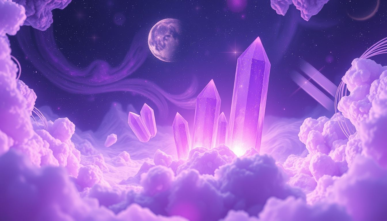 Lila Kristalle symbolisieren spirituelle Klarheit und innere Transformation.
