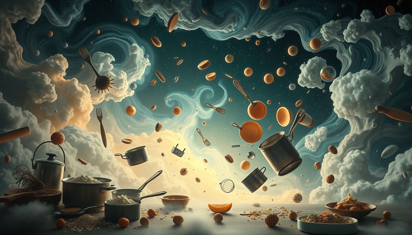 Eine chaotische Küche im Traum symbolisiert innere Unordnung und Stress.