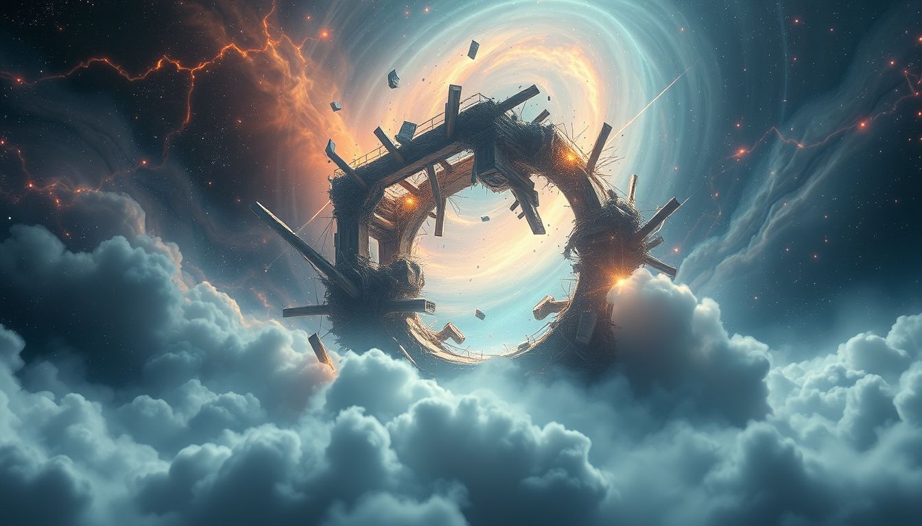 Ein einstürzendes Haus symbolisiert tiefsitzende Unsicherheits- und Angstgefühle.