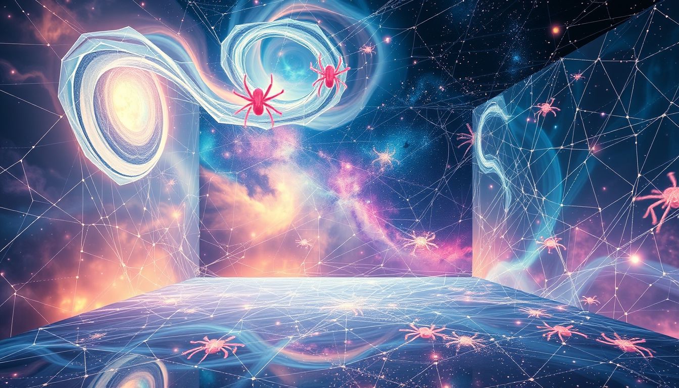 Ein Raum voller Spinnen symbolisiert verborgene Ängste und Konflikte.