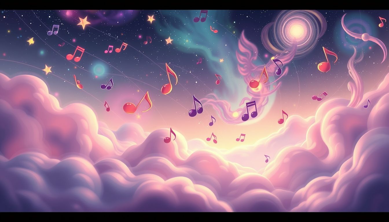 Ein Zeichentrick-Musical-Traum symbolisiert kreative Lebensfreude und Ausdruck.