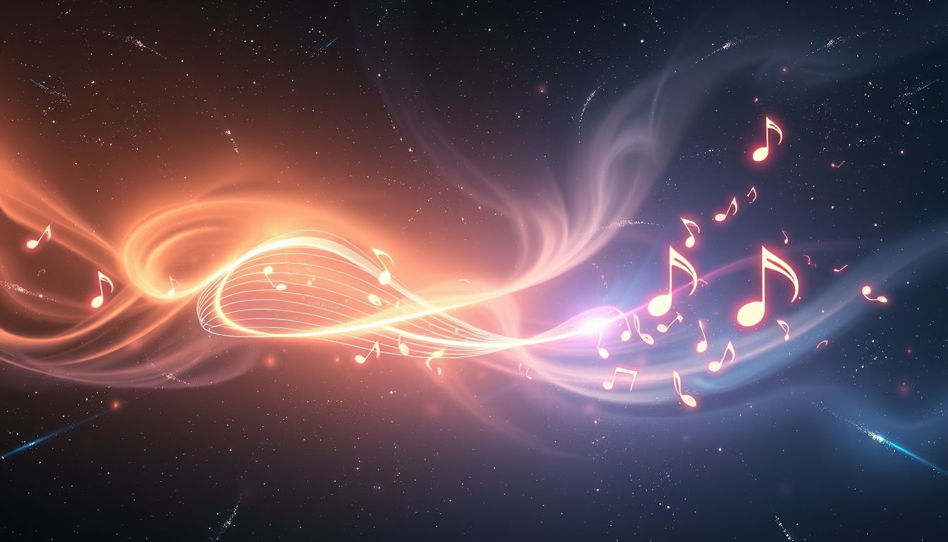 Eine gekrümmte Linie im Traum symbolisiert emotionale Veränderungen durch Musik.