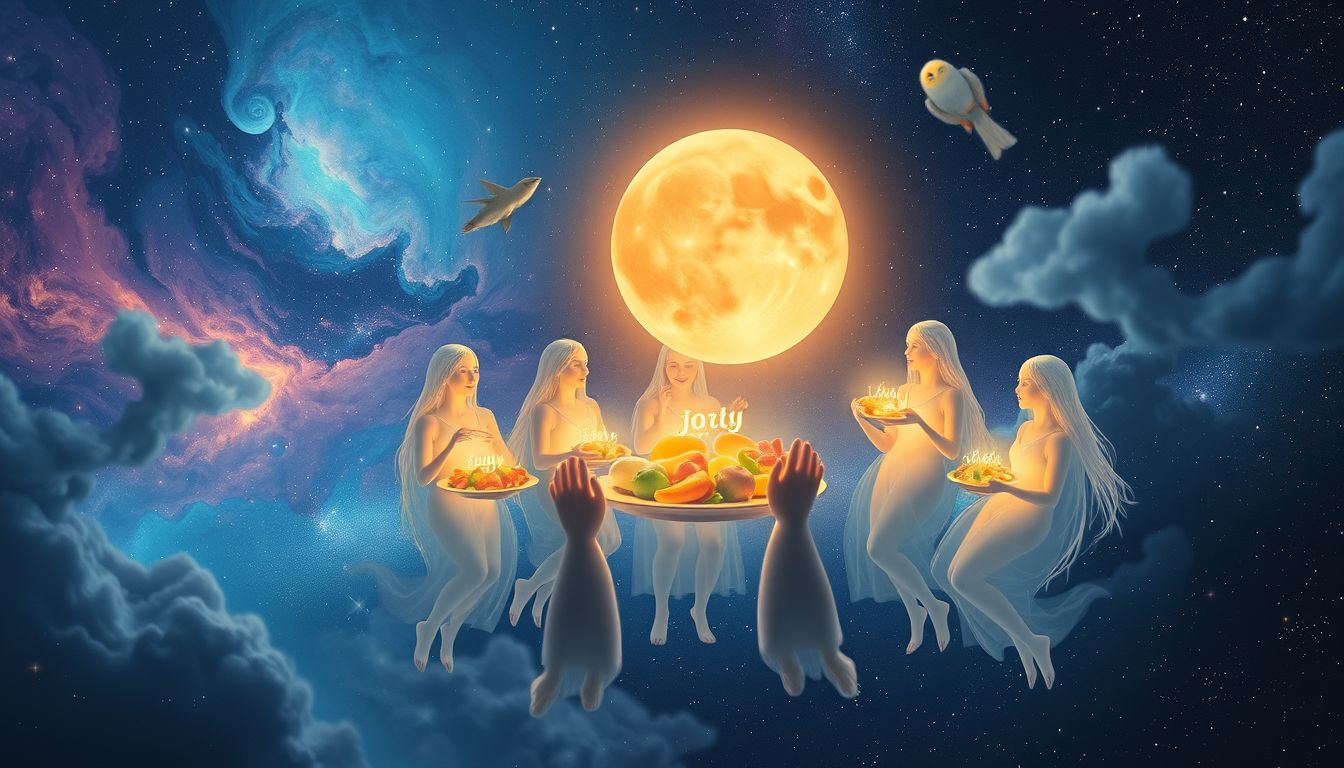 Der Traum von Schmaus mit Freunden symbolisiert Gemeinschaft und Freude.
