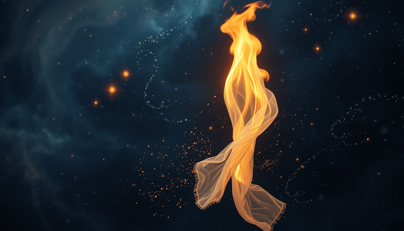 Ein brennendes Tuch symbolisiert oft tiefen inneren Konflikt.