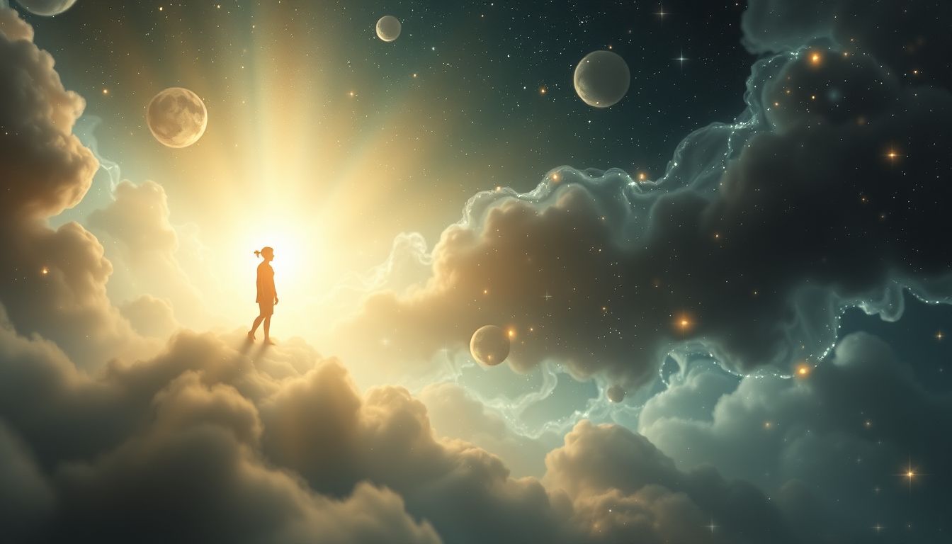 Von einer Lichtquelle verfolgt werden symbolisiert Erkenntnisdruck und innere Unruhe.