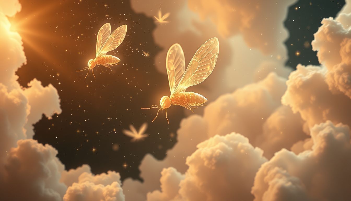 Fliegende Termiten symbolisieren kommende Veränderungen und neue Chancen.