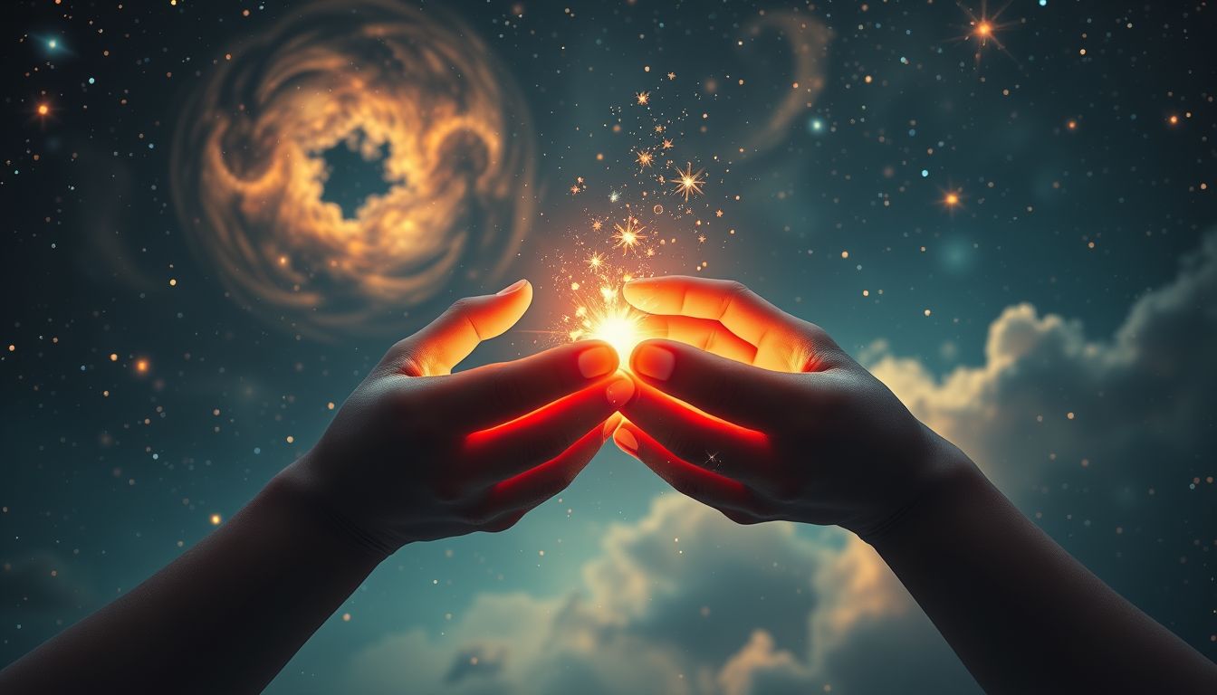 Zunder in den Händen symbolisiert beginnende Chancen und kreative Energie.